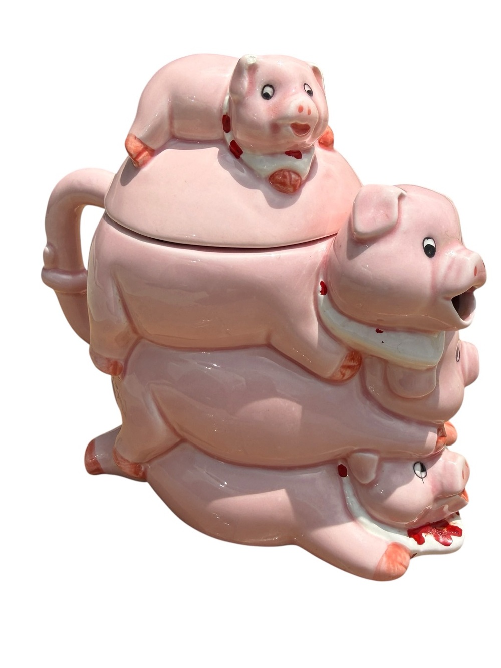 Vintage Papel Pink Pig Teapot Ceramic Farmhouse Country Cottage Whimsical Decor